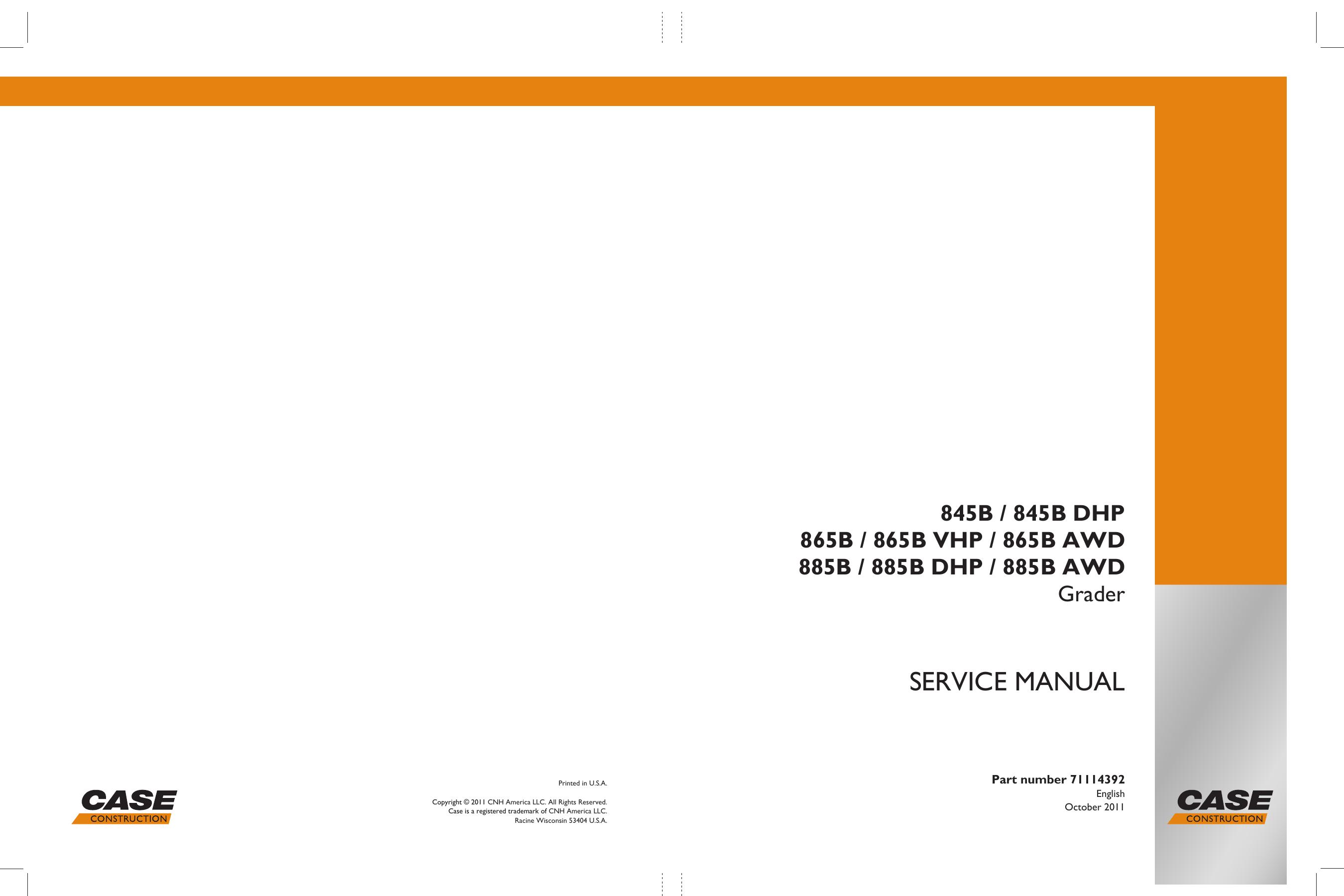 845B,845B DHP,865B,865B VHP, 865B AWD,885B,885B DHP,885B AWD Service Manual